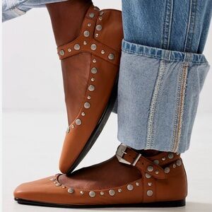 Free People Brown Studded mary jane Flats mystic